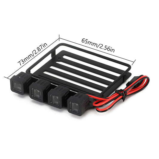 INJORA Luggage Carrier Roof Rack With Spotlights For Axial SCX24 Jeep Gladiator (SCX24-118)