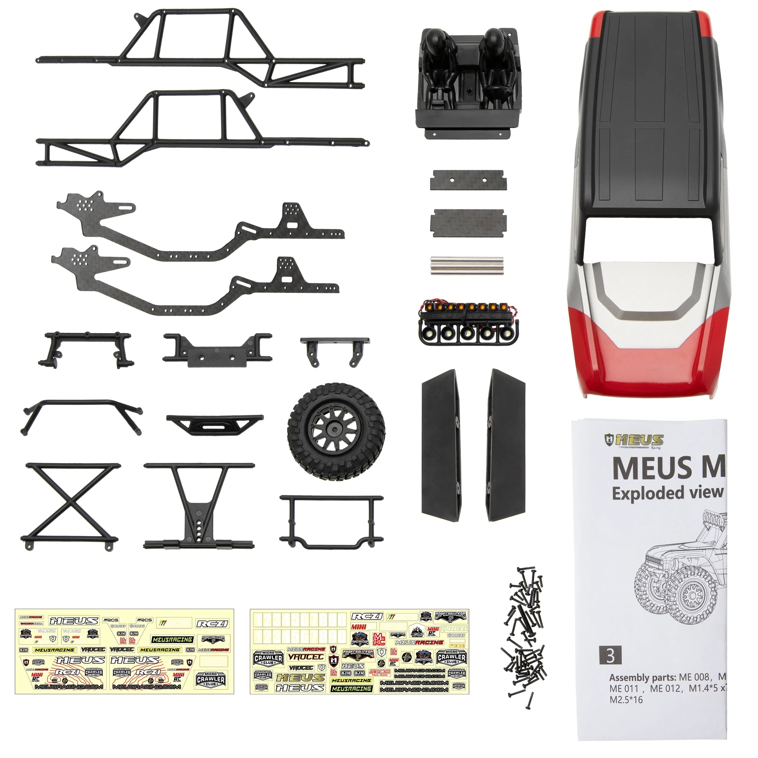 MEUS Racing MB24 Body 5.2in 132MM Axial Shell Body ABS+Nylon Carbon Fiber Frame For 1/24 Axial SCX24 Bronco Deadbolt JLU B-17 C10 - RED Heli Direct