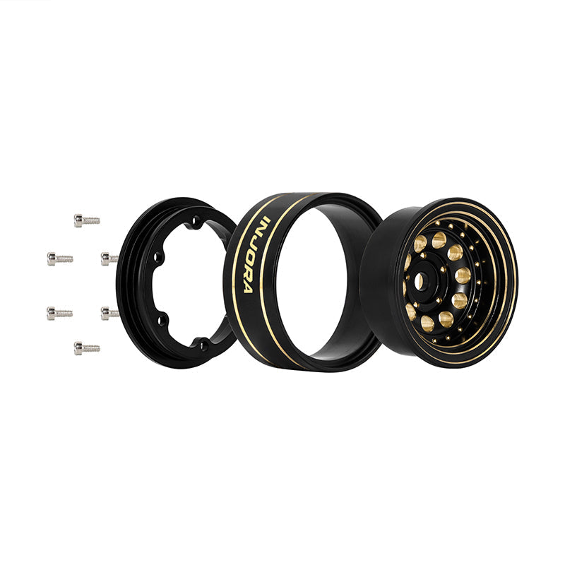 INJORA 39g/Pcs 1.0" Brass Beadlock Wheels -2.65mm Offset For Micro Crawlers INJORA