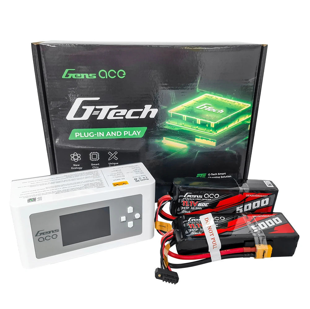 Gens ace 5000mAh 3S 60C Lipo ×2 + iMars D300 Charger [Combo] GensTattu