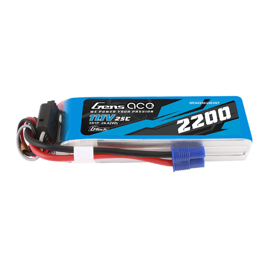 Gens ace 2200mAh 3S 11.1V 25C G-Tech Lipo Battery Pack with EC3 Plug for RC Plane (GEA223S25E3GT)