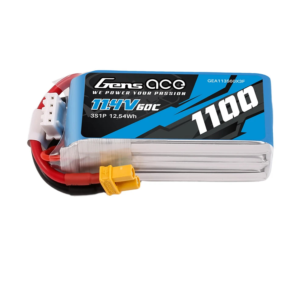 Gens ace 1100mAh 3S 60C 11.4V(HV) Lipo Battery | XT30 Plug | Air Classic (Non-G-Tech) GensTattu