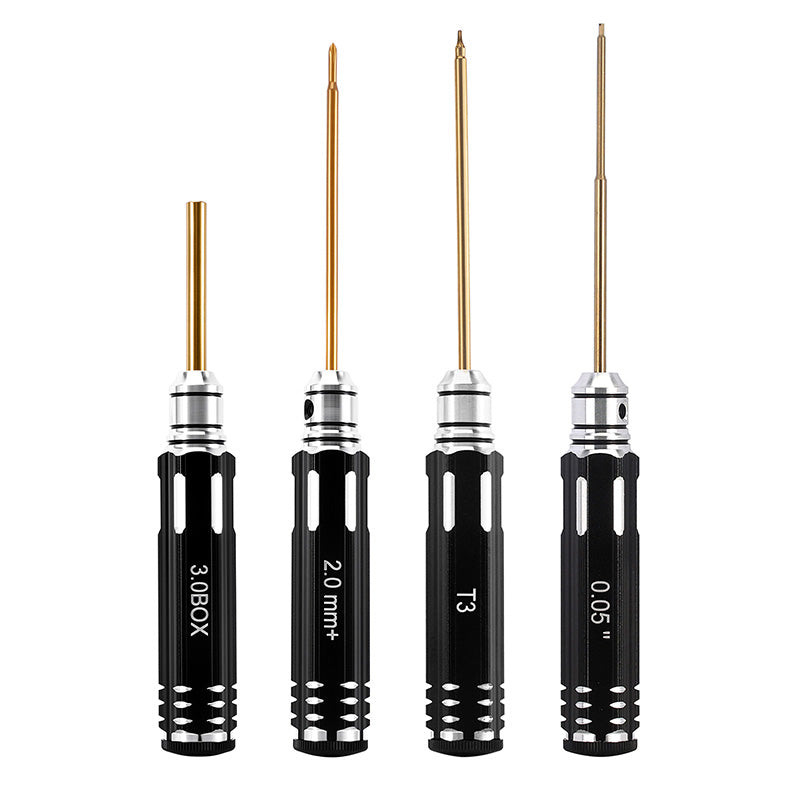 INJORA 4-Piece Driver Set For 1/30 Axial SCX30 (3.0mm Nut, 2.0mm Phillips, T3 Torx, 0.05" Hex) INJORA