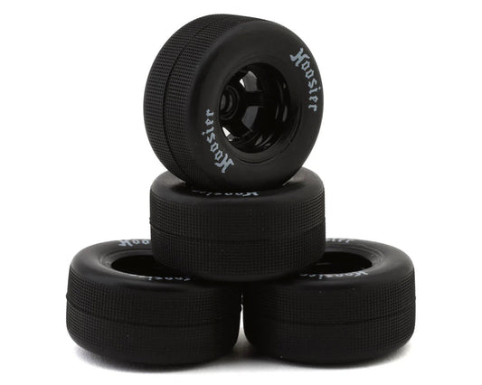 1RC Racing Pre-Mounted 1/18 Asphalt Late Model Hoosier Tires (Black) (4) (F/R) (Soft) Amain Hobbies