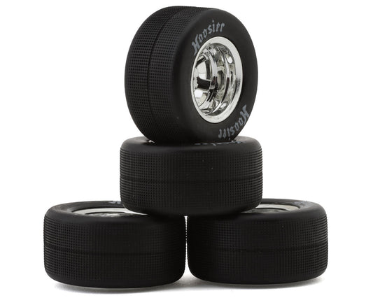 1RC Racing Pre-Mounted 1/18 Asphalt Late Model Hoosier Tires (Chrome) (4) (F/R) (Soft) Amain Hobbies
