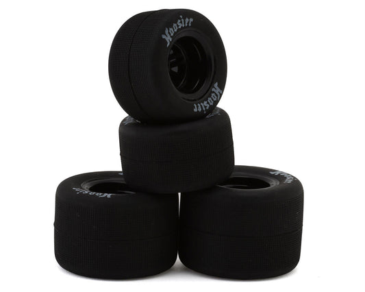 1RC Racing Pre-Mounted 1/18 Super Modified Hoosier Tires (Black) (4) (F/R) (Soft) Amain Hobbies
