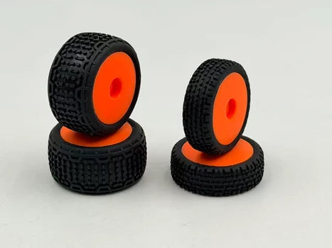 HobbyPlus Premounted Front / Rear Tires (Orange) - Speck B Heli Direct