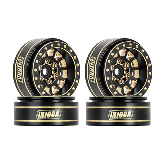 INJORA 1.0 Plus 12-Spoke Brass Beadlock Wheels 42g/pcs offset -3.75mm for 1/18 1/24 RC Crawler (4) (W1101)