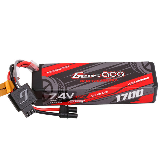 Gens ace 1700mAh 2S 35C 7.4V G-Tech Hardcase Lipo Battery with IEC2 GensTattu