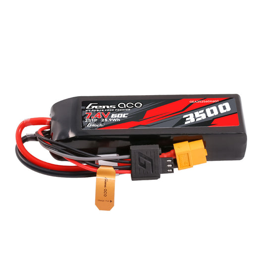 Gens ace G-Tech 3500mAh 2S 7.4V 60C Lipo Battery Pack with XT60 Plug() GensTattu
