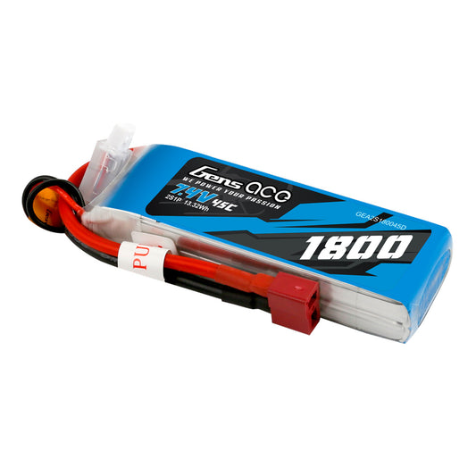 Gens Ace: 1800mAh 7.4V 2S1P 45C Lipo Battery Pack With Deans Plug