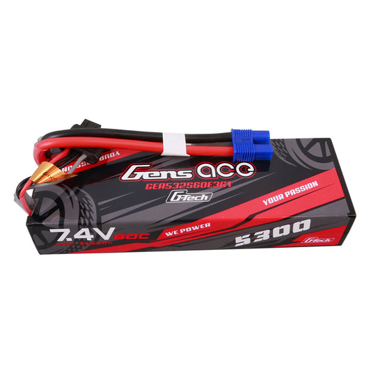 Gens ace 5300mAh 2S 60C 7.4V HardCase G-tech lipo with EC3 (GEA532S60E3GT)