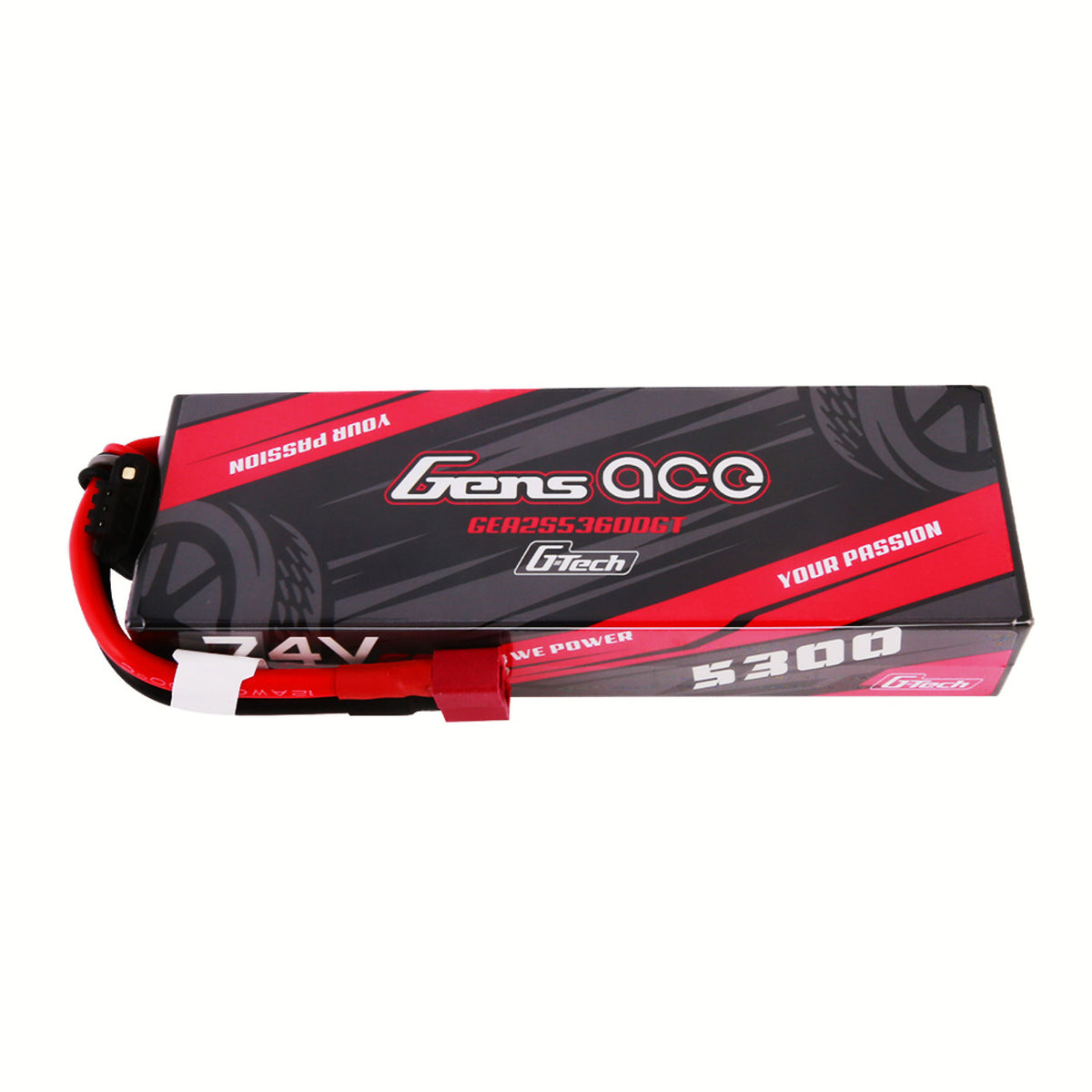 Gens Ace G-Tech 5300mAh 2s 7.4V 60C HardCase Lipo Battery Pack 21# With Deans Plug