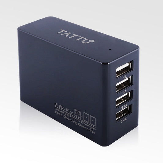 Tattu 34W 4 Ports USB AC Adapter 6.8A Wall Charger: (PST-34U4-LB) GensTattu