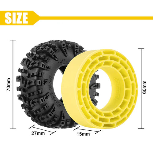 INJORA 1.3" 70*27mm Swamp Claw Tires & Silicone Rubber Inserts Combo (4) INJORA