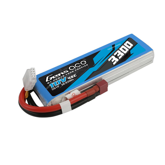 Gens ace 3300mAh 3S 45C 11.1V Lipo Battery Pack with Deans Plug(GEA3S330045D) GensTattu
