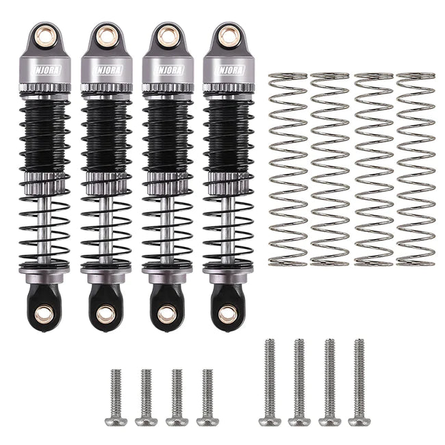INJORA 53mm Aluminum Threaded Oil Filled Shocks for 1/18 TRX4M (4M-24) Grey (4M-24GL-4) INJORA