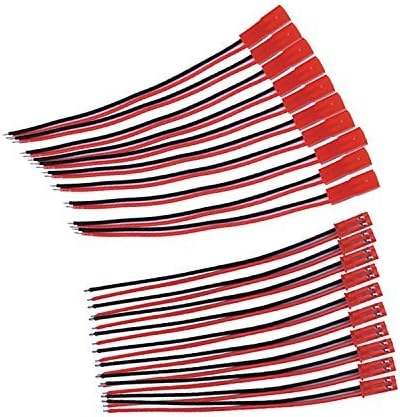 EBOOT 20 AWG JST Plug Connector 2 Pin Male Female Plug Connector Cable Wire for LED Lamp Strip RC Toys Battery, 10 Pairs
