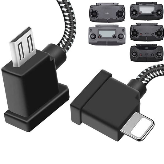 DJI 1FT 90 Degree USB Micro to iOS DJI Remote Controller Cable for DJI Mavic Mini(1st Generation), Mini SE, DJI Mavic Pro, Spark, 2 Pro Zoom, Mavic Air, Platinum, Phone/Tablet Data OTG Cord Accessories
