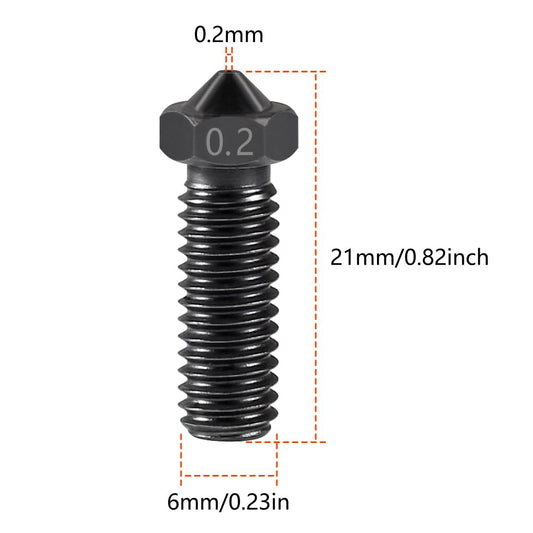 Friendly Hobbies 0.2mm 3D Printer Stainless Steel Nozzle -Compatible with E3D Volcano