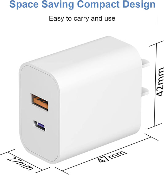 Friendly Hobbies  USB C Wall Charger【Apple MFi Certified】 Dual Port PD Power Adapter Fast Charging Block