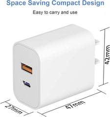 Friendly Hobbies  USB C Wall Charger【Apple MFi Certified】 Dual Port PD Power Adapter Fast Charging Block