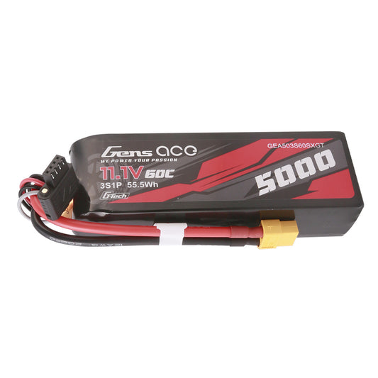 Gens Ace G-Tech 5000mAh 11.1V 60C 3S1P Short-Size Lipo Battery Pack With XT60 Plug