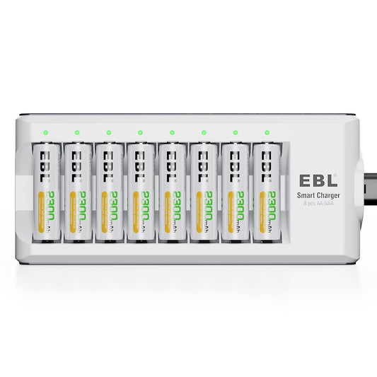 EBL Rechargeable AA Batteries 2800mAh Long Lasting Battery (8 Counts) with Battery Charger for AA AAA Batteries Amazon