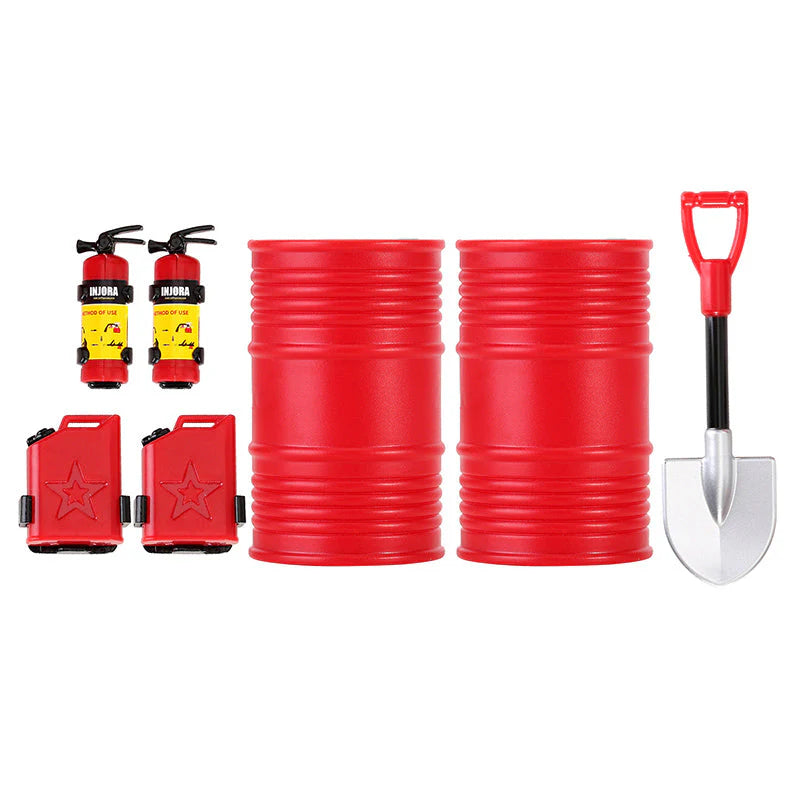 INJORA Mini Fuel Tank Fire Extinguisher Shovel Oil Drum Scale Accessories for 1/24 1/18 RC Crawlers INJORA