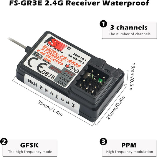 Flysky FS-GR3E Receiver AFHDS Long Range 3CH 2.4GHz Surface Receiver for FS-GT2 FS-GT2B FS-GT3B FS-GT3C FS-IT4S Transmitter RC Car Boat