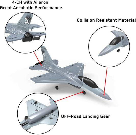 VOLANTEXRC 4-Channel RC Trainer Airplane F-16 EX-HOBBY