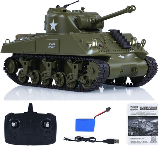 Heng Long 1/30 SHERMAN & PERSHING IR TANKS, BATTLE SOUNDS, ROTATING TURRET IMEX