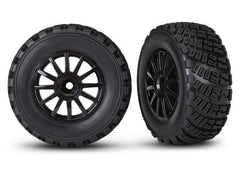 Traxxas: Tires & wheels, assembled, glued (white wheels, gravel pattern, S1 compound tires, foam inserts) (2) (TSM Rated)(7473) TRAXXAS