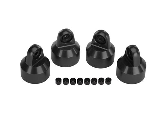 Traxxas: Shock caps, aluminum (hard anodized, PTFE-coated), GTX shocks (4)/ spacers (8) (7764)