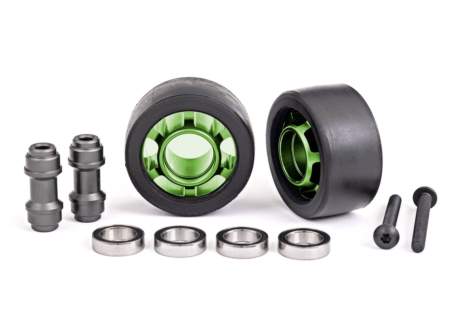 Traxxas Green Aluminum Wheelie Bar Wheels w/ Hardware (2) TRAXXAS