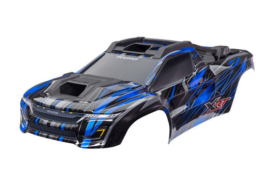 Traxxas: Body, XRT® Ultimate, blue (painted, decals applied) (assembled with front & rear body supports for clipless mounting, roof & hood skid pads). (7869-BLUE)