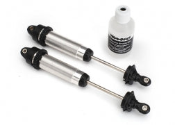Traxxas:  Shocks, GTR, 139mm, silver aluminum (fully assembled w/o springs) (rear, threaded) (2) (8460) TRAXXAS