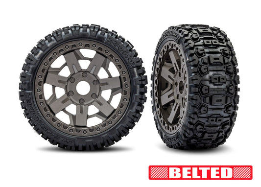 Traxxas 3.0" Gray Wheels w/ Belted Sledgehammer Tires (2)(9071) TRAXXAS