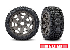 Traxxas 3.0" Gray Wheels w/ Belted Sledgehammer Tires (2)(9071)