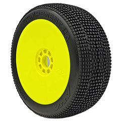 1/8 2AB Medium Long Wear Pre-Mounted Tires, Yellow EVO Wheels Buggy (AKA14032ZRY)