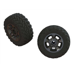 Arrma 1/8 RAGNAROK MT Front/Rear 2.8 Pre-Mounted Tires, ST, 14mm Hex, Black Chrome (2) (ARA550053)