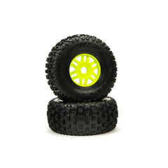 Arrma 1/8 dBoots Fortress Front/Rear 2.4/3.3 Pre-Mounted Tires, 17mm Hex, Green (2) (ARA550068)