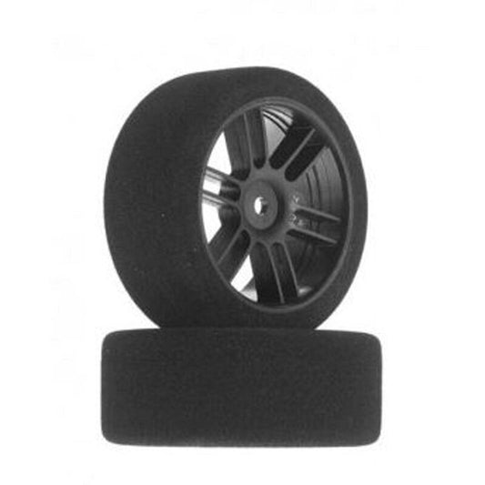 BSR Racing 1/10 26mm Nitro Touring Foam Tires, Mounted, 35 Front, Black Wheels (2) (BXRF2635B)