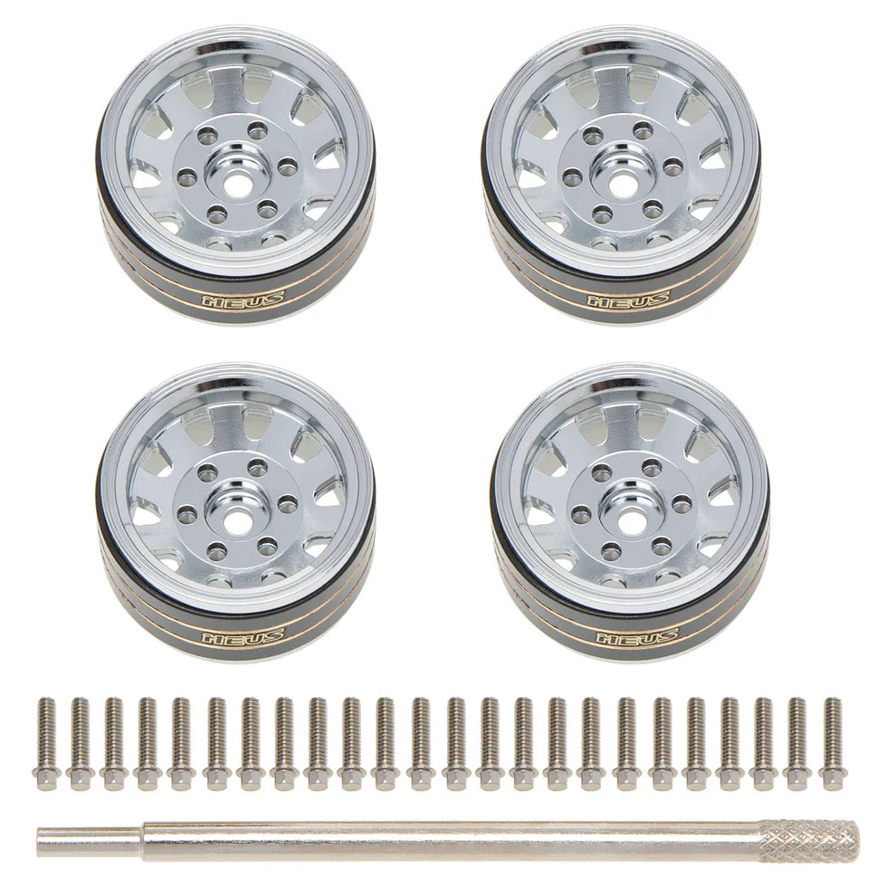 MEUS RACING 1.0 Beadlock Wheel Aluminum Chrome-Plated Brass Inner Ring Negative Offset -3.25mm - Ten Star B Heli Direct