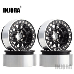 INJORA 4PCS 1.9" 12-spoke Metal Beadlock Wheel Rims for 1/10 RC Rock Crawler (CRAW18239_07BK)