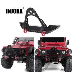 INJORA Black Metal Front Bumper with Lights for TRX4 SCX10 & SCX10 II (CRAW2017131) INJORA