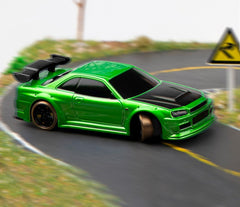 Turbo Racing 1:76 Scale Drift RC Car with Gyro Mini Full Proportional RTR 2.4GHZ Remote Control with 2 Replaceable Body Shell