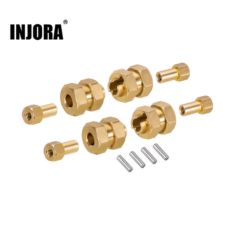 INJORA 4PCS Brass Wheel Hex Hub +5mm Extenders for Axial SCX24 AX24 INJORA