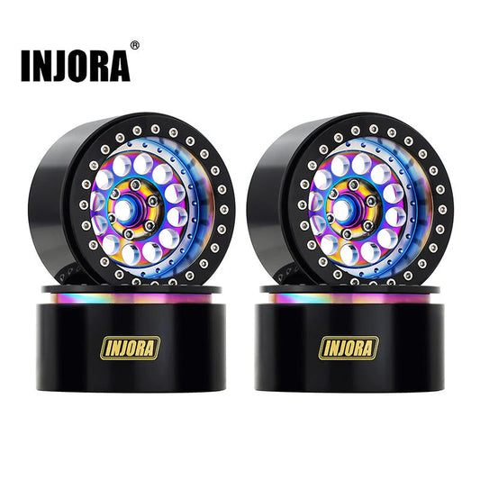 INJORA: 2.2" Super Heavy 224g/Pcs Brass & Aluminum Deep Dish Wheels For 1/10 RC Crawler (W2257) INJORA