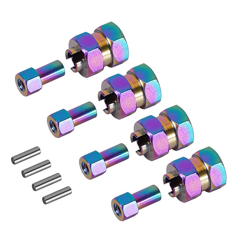INJORA 4PCS Black Brass Wheel Hex Hub +5mm Extenders for Axial SCX24 (SCX24-54BK) INJORA